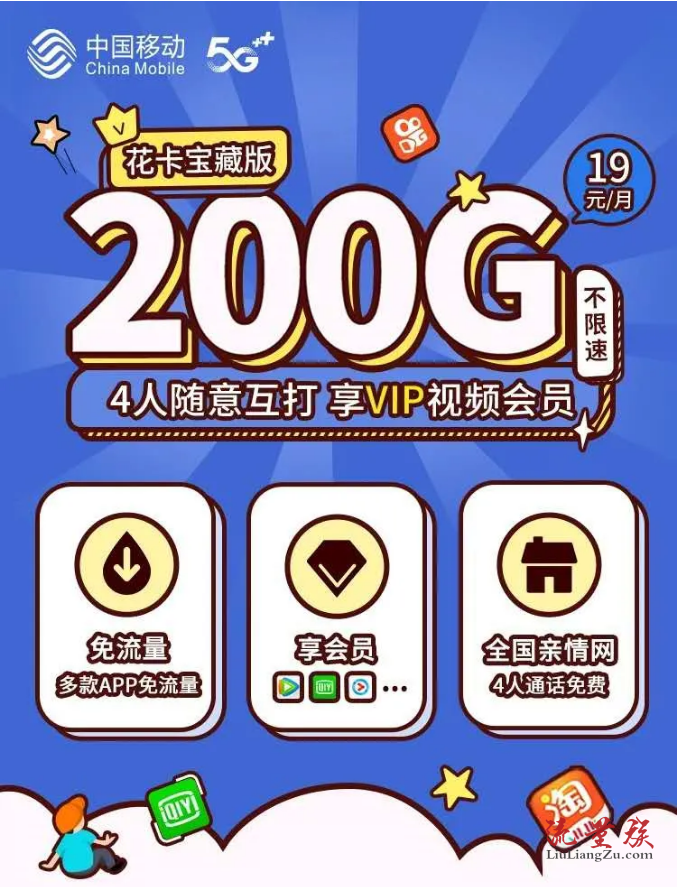 200g不限速,專享app免流量!