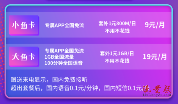 中国电信阿里鱼卡 大鱼小鱼都优惠